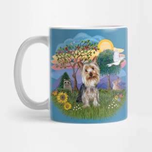 A Scenic Meadow with a Silky Terrier Mug